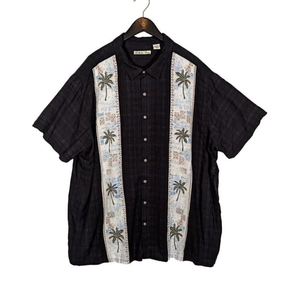 Batik Bay Hawaiian Bowling Stripe Short Sleeve Shirt Men's 4XB Big & Tall Button